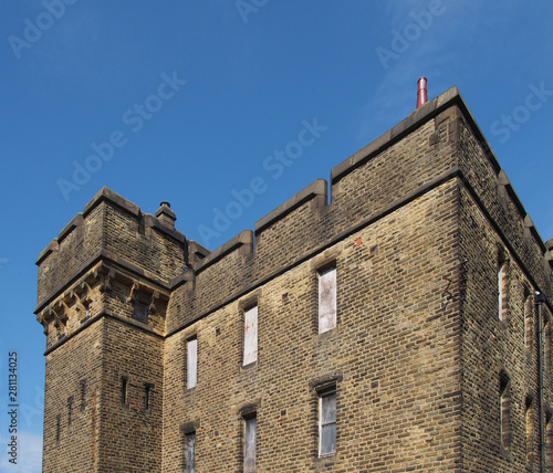 abandoned victorian british institutional building typical of 19th century military and prison architecture formerly the wellesley barracks on gibbet lane in halifax