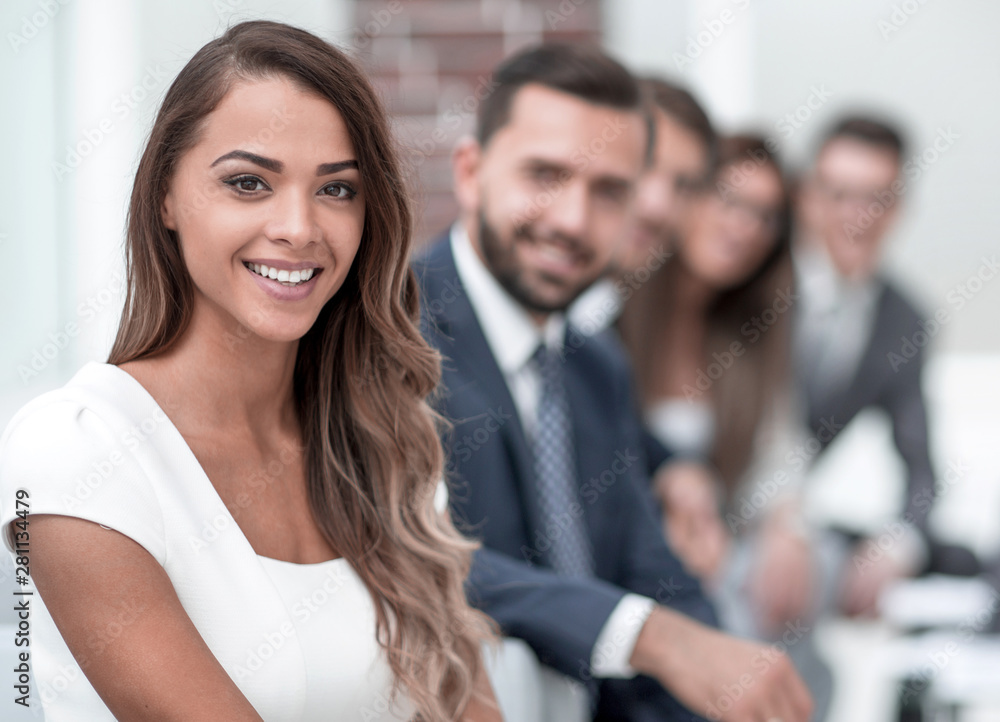 young business woman on the background of the office young business woman on the background of the office
