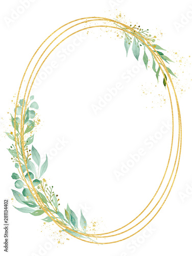 Obraz na płótnie Decorative ellipse shaped frame watercolor raster illustration w salonie