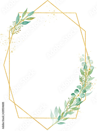 Obraz na płótnie Decorative minimalistic oval frame watercolor raster illustration w salonie