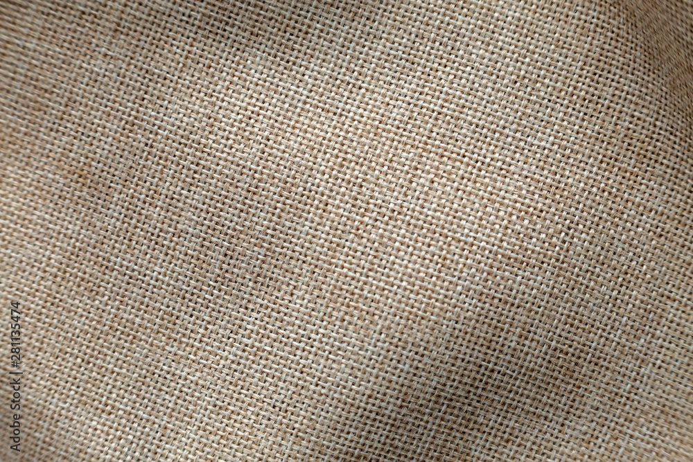 Gray beige linen canvas surface background. Sackcloth design, ecological cotton textile, fashionable woven flex burlap. - obrazy, fototapety, plakaty 