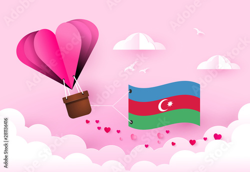 Heart air balloon with Flag of Azerbaijan for independence day or something similar
