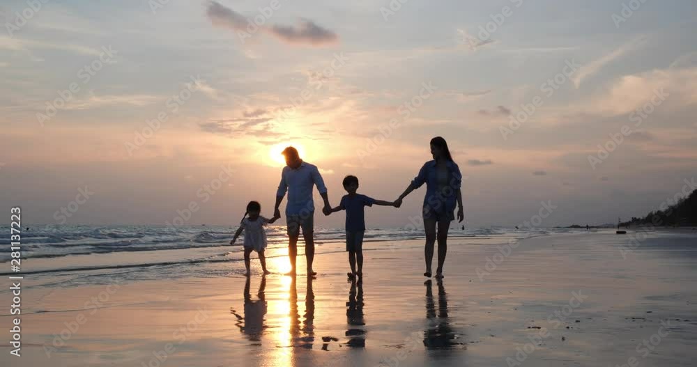 Asian family happy travel on the beach summer together in holiday. Concept of family, travel and relation. 4k resolution. Asian family happy travel on the beach summer together in holiday. Concept of family, travel and relation. 4k resolution.