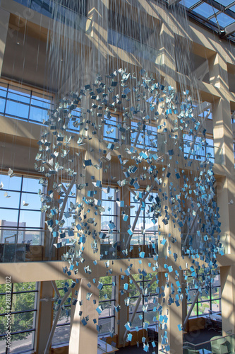 public library of salt lake city windbell glass reflection sunny day glass roof elevator