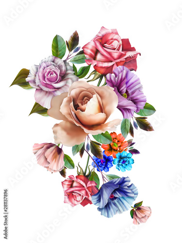 Flowers are full of romance,the leaves and flowers art design