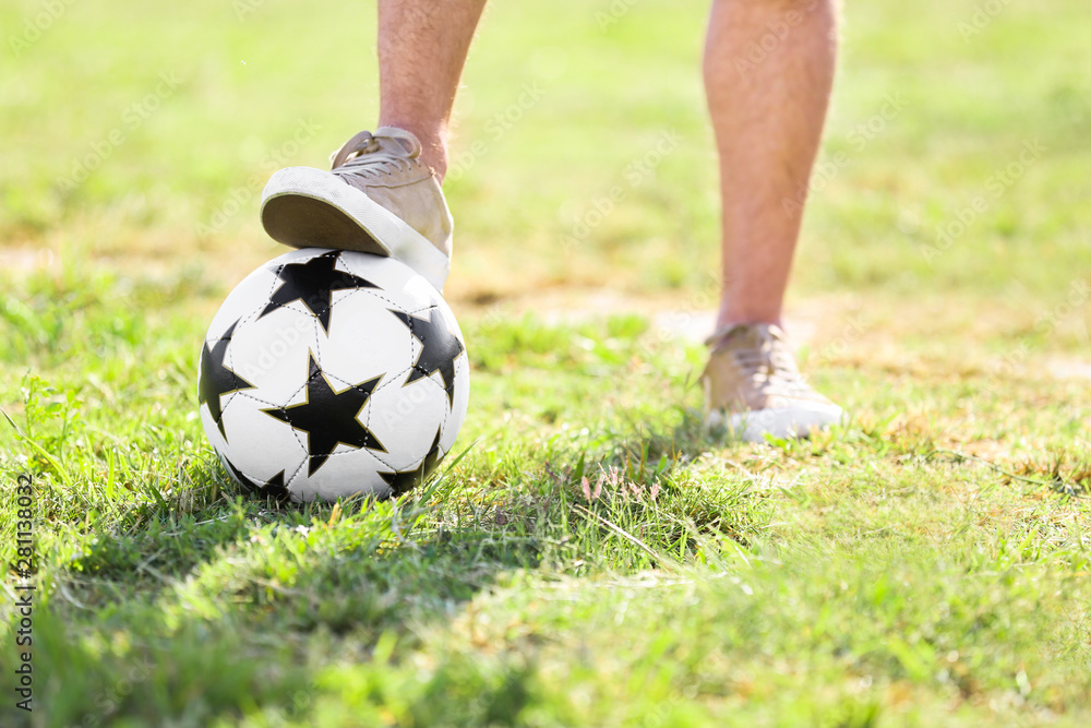 Man with with soccer ball outdoors Man with with soccer ball outdoors