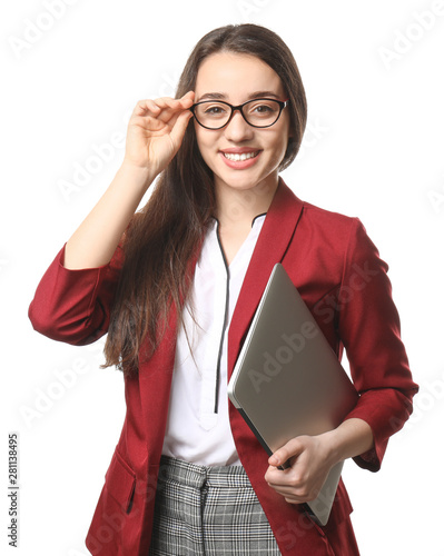 Young female programmer wit...
