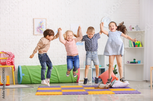 Jumping little children in ...