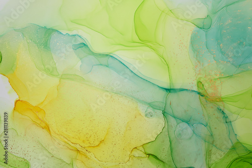  Abstract colorful background, wallpaper. Mixing acrylic paints. Modern art. Paint marble texture. Alcohol ink colors translucent