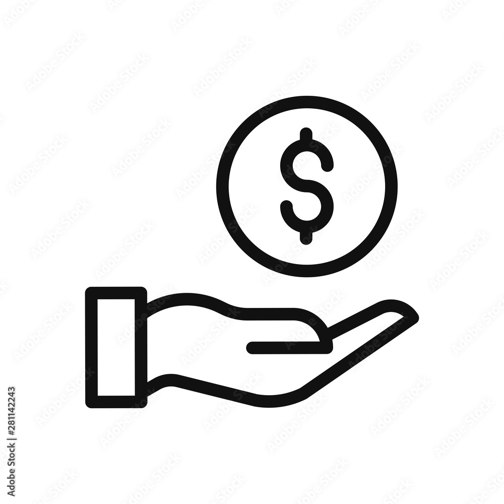 Money in hand icon vector. Simple money in hand sign in modern design style for web site and mobile app. EPS10 Money in hand icon vector. Simple money in hand sign in modern design style for web site and mobile app. EPS10