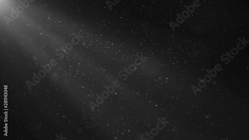 Abstract motion background of shining, sparkling, white particles. Beautiful white floating dust particles with shine light. Seamless Loopable 3D. 4K Animation