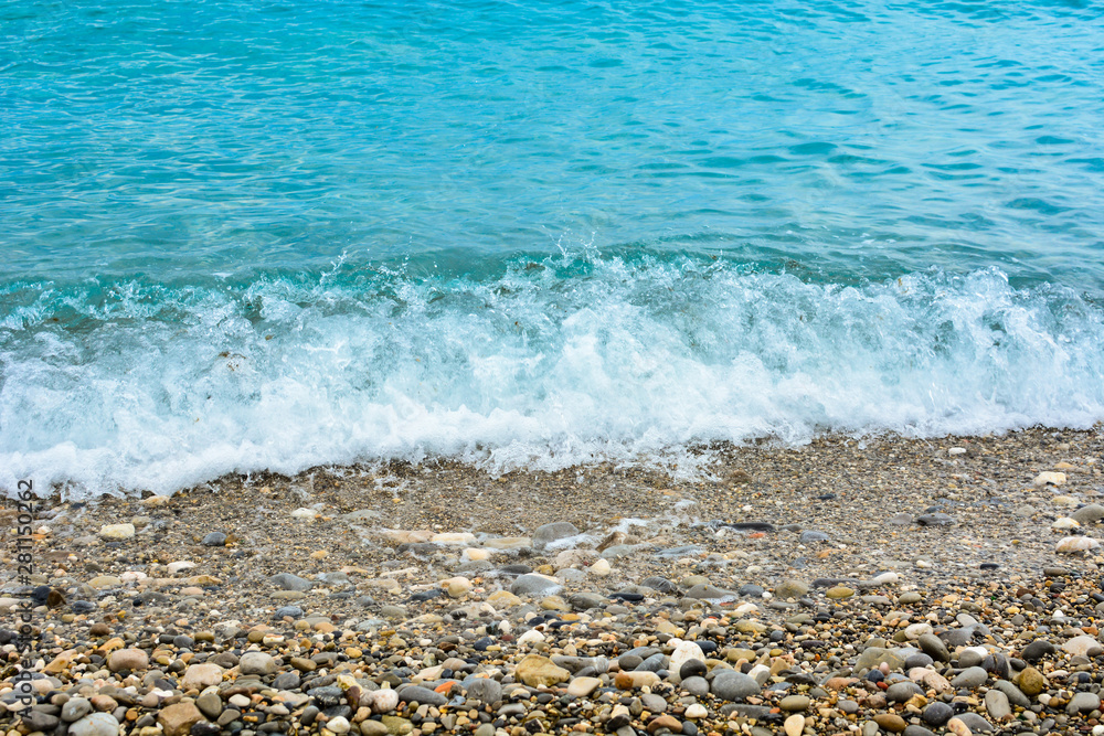 Pebble shore of French Riviera in Nice, natural background Pebble shore of French Riviera in Nice, natural background