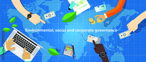 ESG concept of environmental, social and governance in sustainable and ethical business. Vector illustration