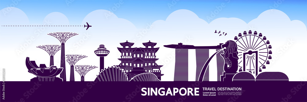 custom made wallpaper toronto digitalSingapore travel destination grand vector illustration.
