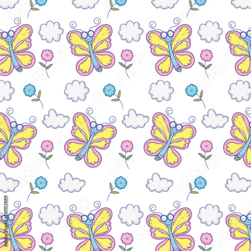 Isolated Butterfly draw cartoon background vector illustration