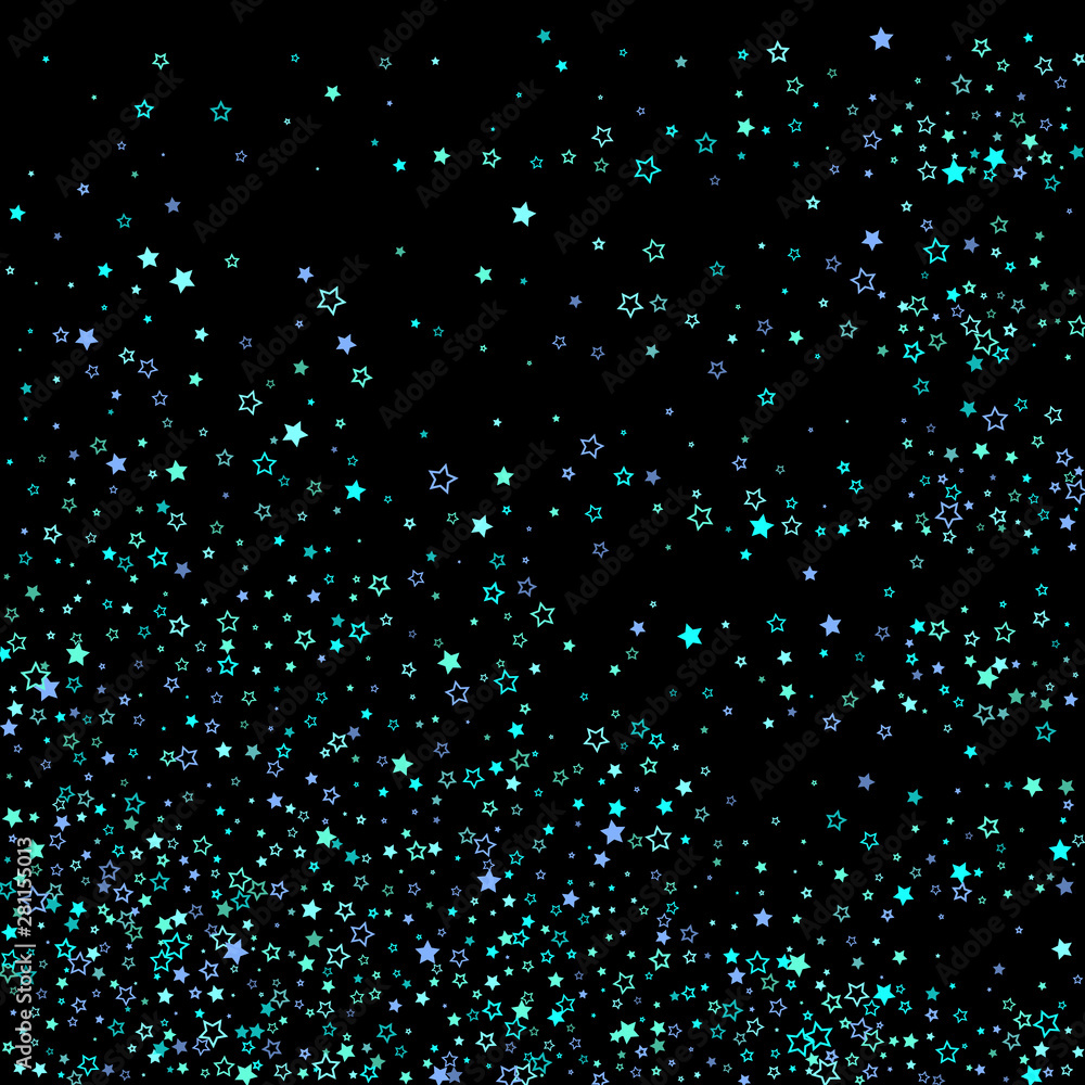 Blue, cyan, turquoise glitter stars, confetti. Blue, cyan, turquoise glitter stars, confetti.