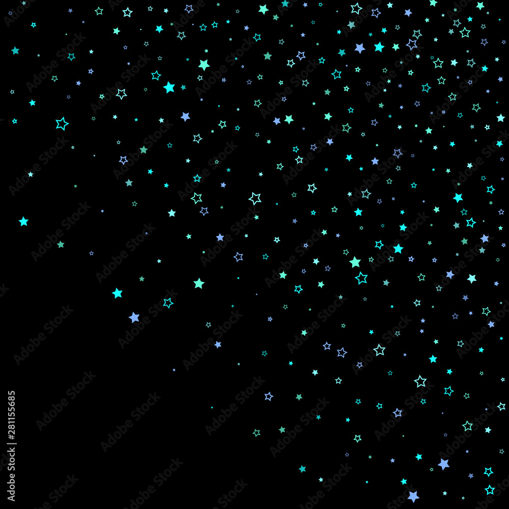 Fototapeta premium Blue, cyan, turquoise glitter stars, confetti.