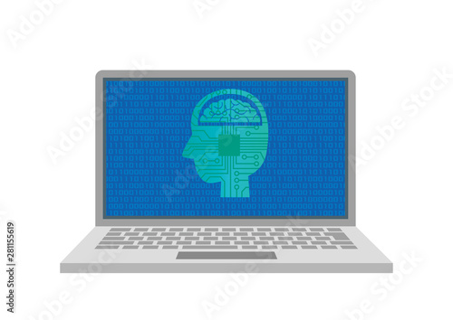 AI 人工知能　ノートPCに表示されるイメージイラスト