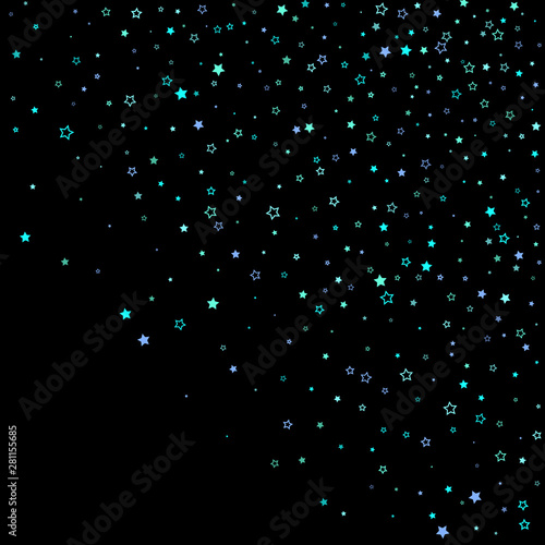 Blue, cyan, turquoise glitter stars, confetti.