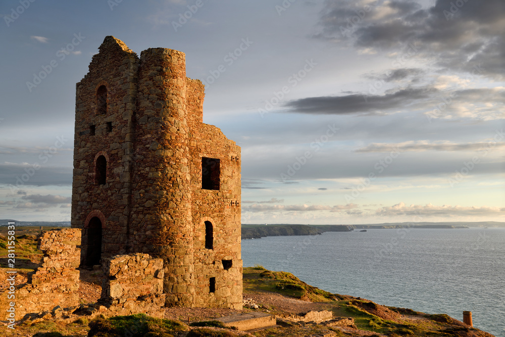 Abandoned Stone Stamps and Whim Engine house at Wheal Coates tine mine on the Celtic Sea Cornwall England Abandoned Stone Stamps and Whim Engine house at Wheal Coates tine mine on the Celtic Sea Cornwall England