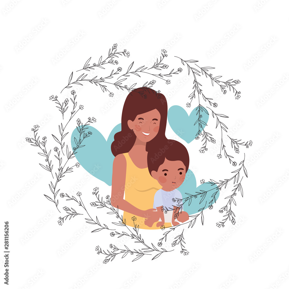 card of woman with baby avatar character card of woman with baby avatar character