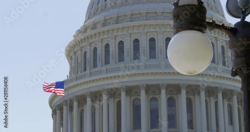 USA Flag Waving in front of Capitol Building