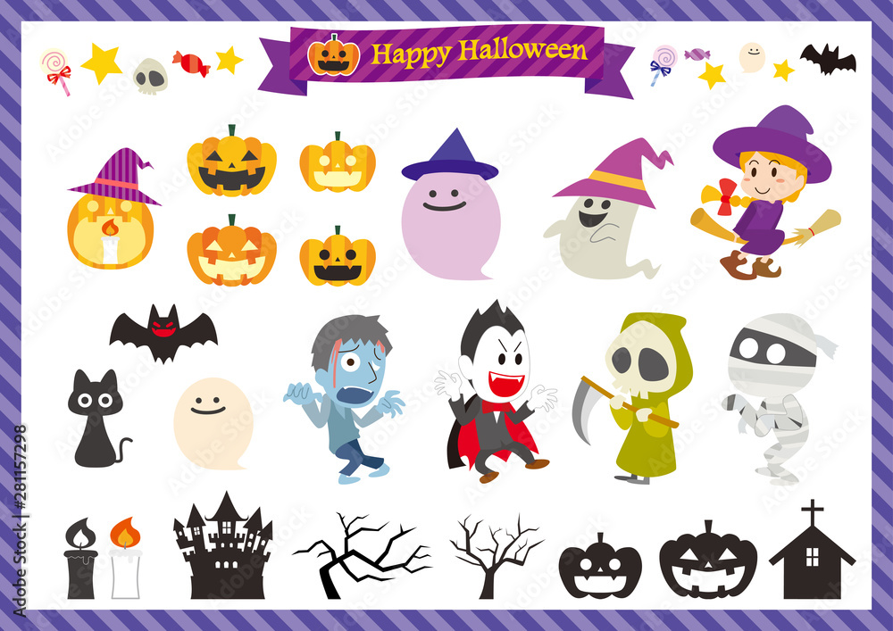 ハロウィン モンスター キャラクター セット Stock ベクター Adobe Stock