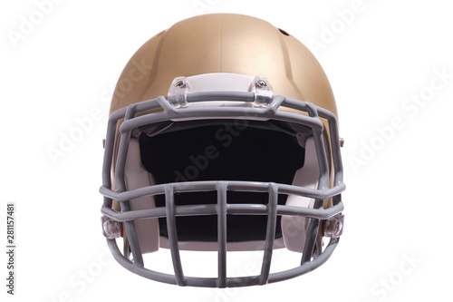 Modern football helmet front view isolated on white