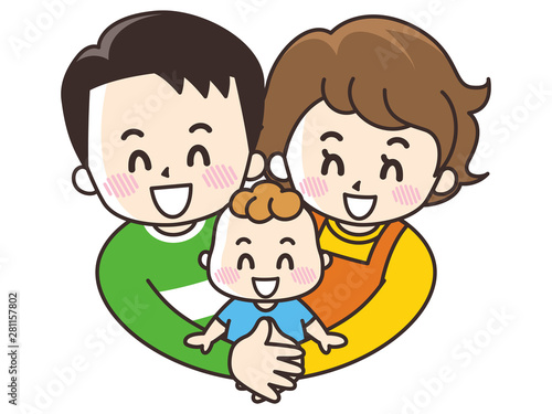 赤ちゃんを包み込む両親