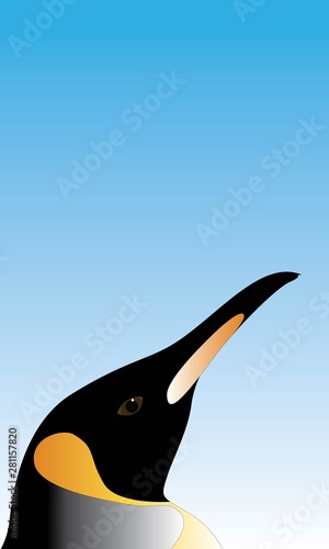 Emperor penguin profile selfie vector