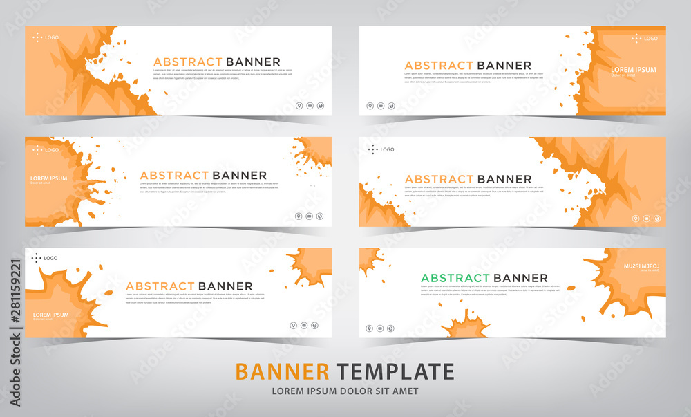 Naklejka premium set of abstract orange banner template, vector illustration