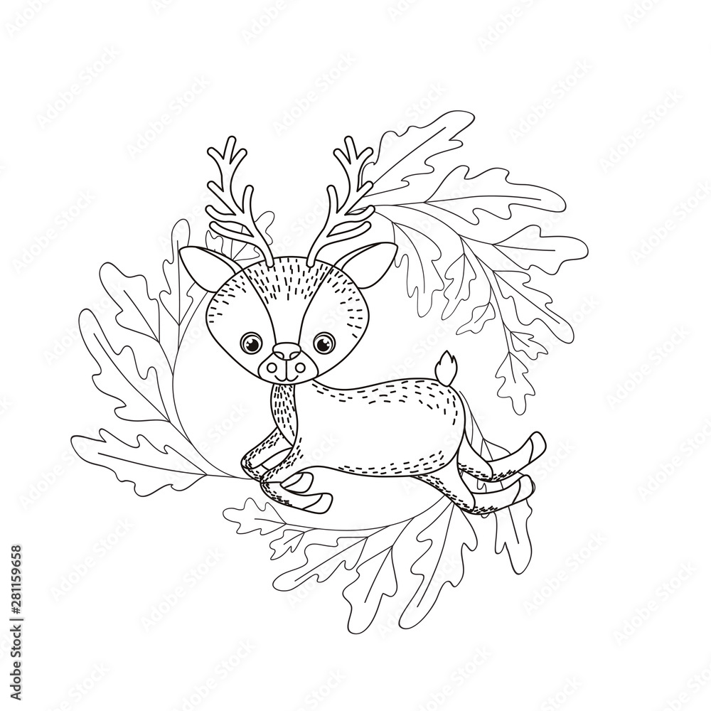 silhouette of deer with garland of background silhouette of deer with garland of background