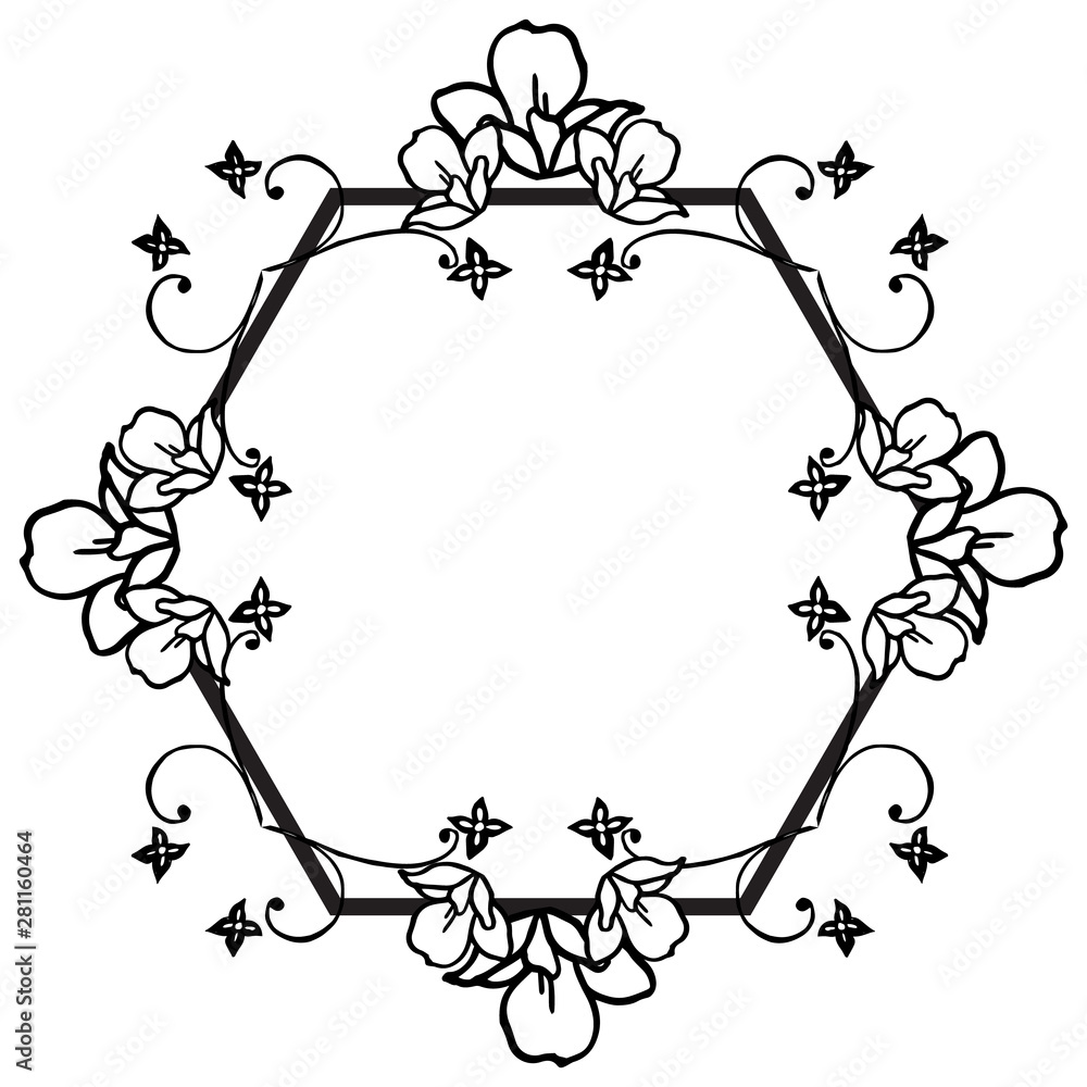 Fototapeta premium Sketch leaves and floral frame, for greeting card and invitation card. Vector