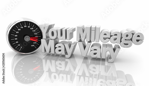 Принти на полотні Your Mileage May Vary Speedometer Different Experience 3d Illustration