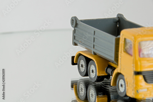 Model truck on mirrored floor