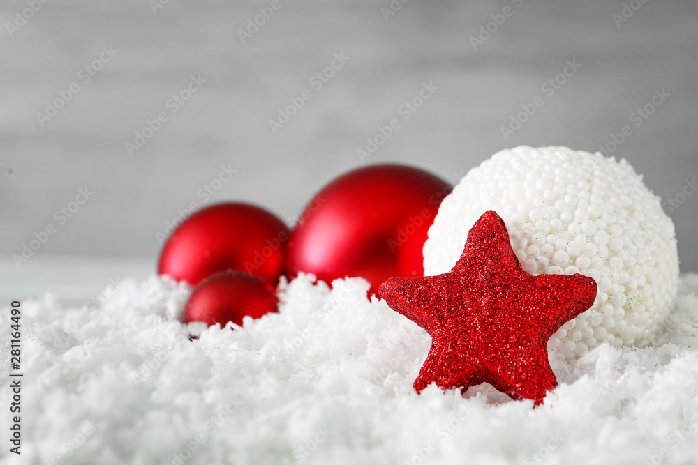 Beautiful Christmas decor on snow Beautiful Christmas decor on snow