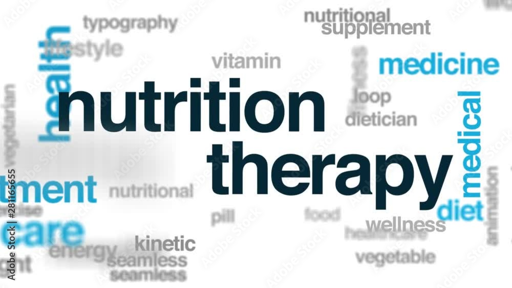 Nutrition therapy animated word cloud. Kinetic typography. Nutrition therapy animated word cloud. Kinetic typography.