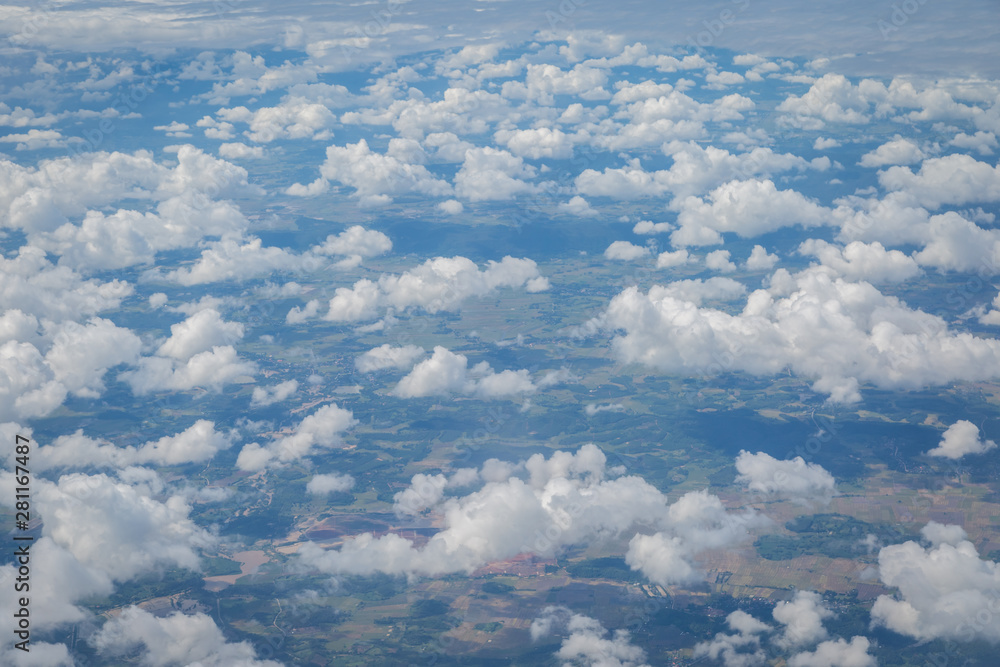 sky and clouds view from airplan