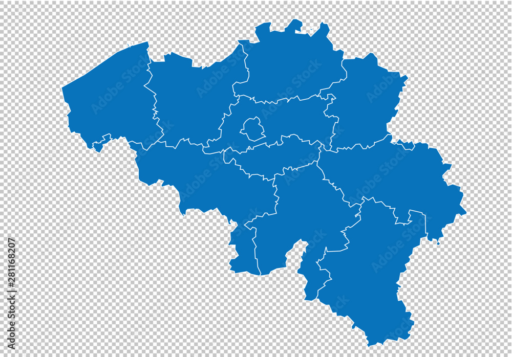belgium map - High detailed blue map with counties/regions/states of belgium. belgium map isolated on transparent background. belgium map - High detailed blue map with counties/regions/states of belgium. belgium map isolated on transparent background.
