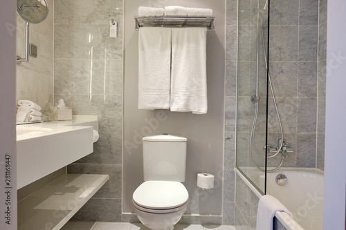 interior of modern bathroom with sink and toilet