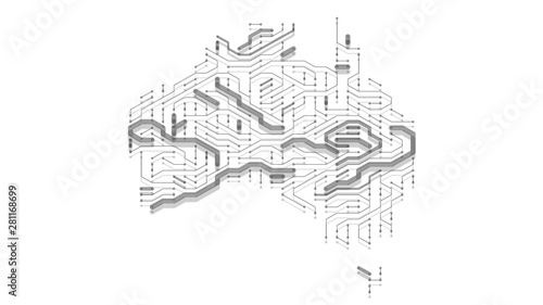 Australia circuit board nbn broadband internet network infrastructure - illustration rendering