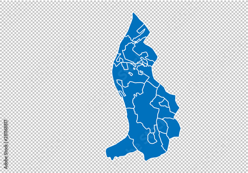 liechtenstein map - High detailed blue map with counties/regions/states of liechtenstein. nepal map isolated on transparent background.
