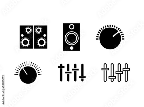 Music Volume Control, Sound system Panel and Equalizer Bar Panel Icon Isolated on White Background.- Vector