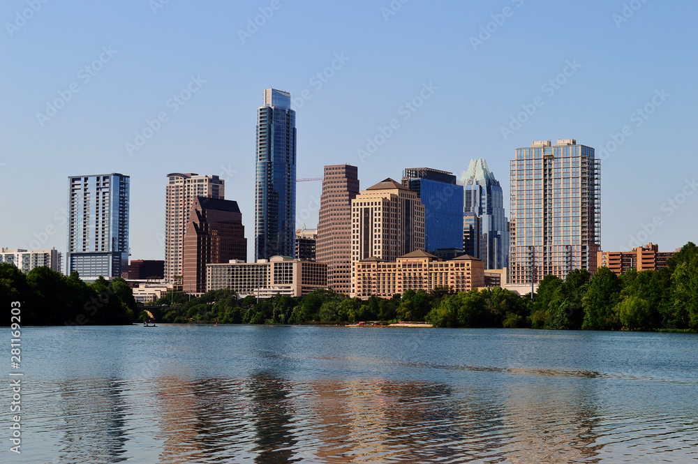 Austin Skyline daytime Bright Blue Sky Austin Skyline daytime Bright Blue Sky