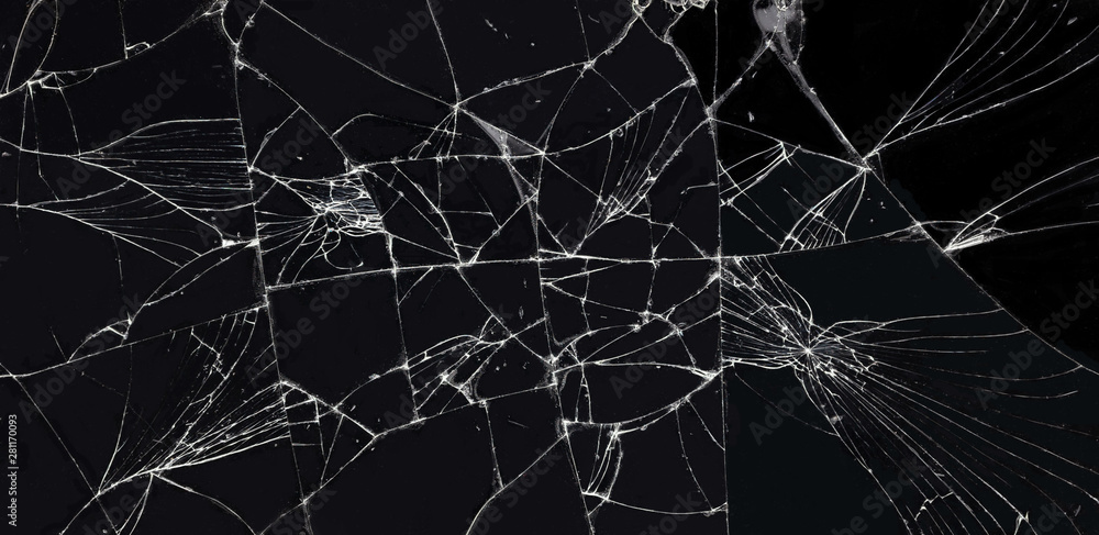 broken glass dark background texture, Cracked touch screen phone.