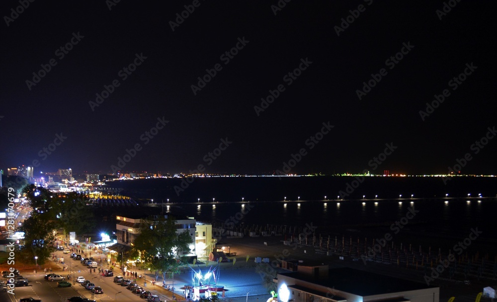 the shore of the Black Sea seen in Mamaia resort at night