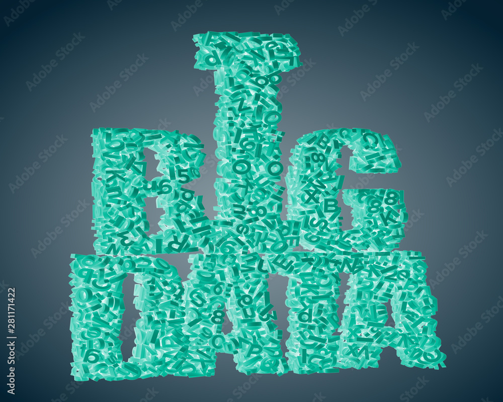 custom made wallpaper toronto digitalBig data concept. Green 3D letters and numbers in BIG DATA words shape, isolated on dark blue background. 3D rendering.