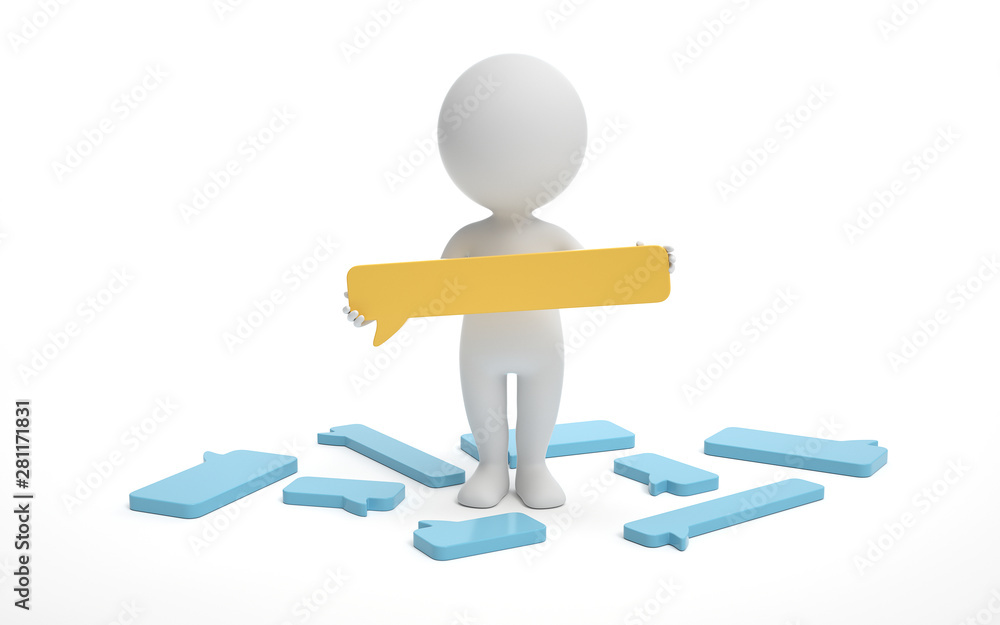 A man with bubble talk.communication or social media concept. 3d rendering,conceptual image. A man with bubble talk.communication or social media concept. 3d rendering,conceptual image.