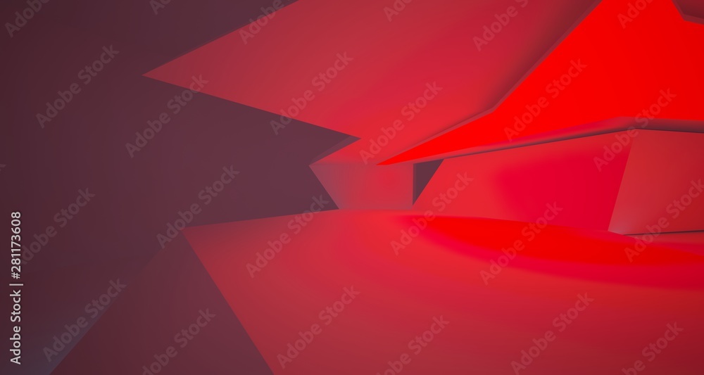 Abstract architectural white interior of a minimalist house with color gradient neon lighting. 3D illustration and rendering. Abstract architectural white interior of a minimalist house with color gradient neon lighting. 3D illustration and rendering.