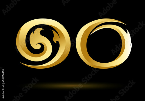 thai number ten.gold on black background.vector